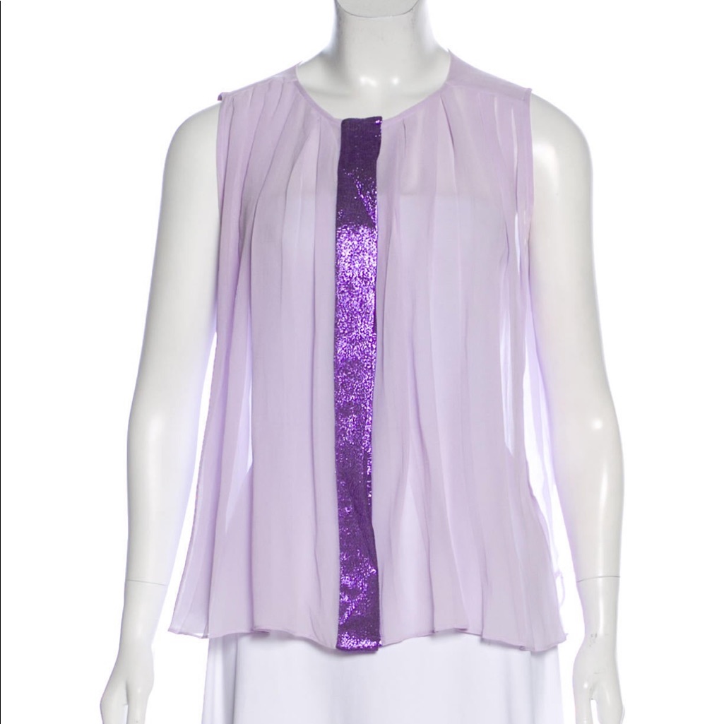 Sandro Purple Metallic Pleated Top